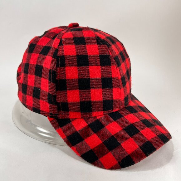Classic Buffalo Plaid Strap Back Cap Hat Red Checkered Baseball Outdoor Mens - Picture 6 of 12